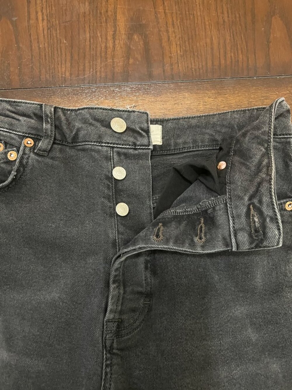 We The Free People Zuri Mom Jeans Black Dusty Roads Button Fly High Rise 27 - Picture 6 of 8